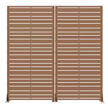Paravento con lamelle, divisorio per la privacy a doppia faccia, acciaio marrone, altezza 183 cm