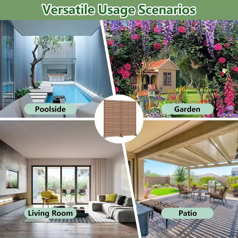 Paravento con lamelle, divisorio per la privacy a doppia faccia, acciaio marrone, altezza 183 cm