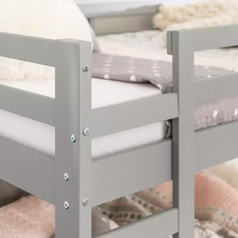 Letto a Castello in Legno Twin su Twin con Sponde e Scale Integrate