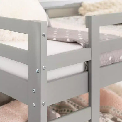 Letto a Castello in Legno Twin su Twin con Sponde e Scale Integrate