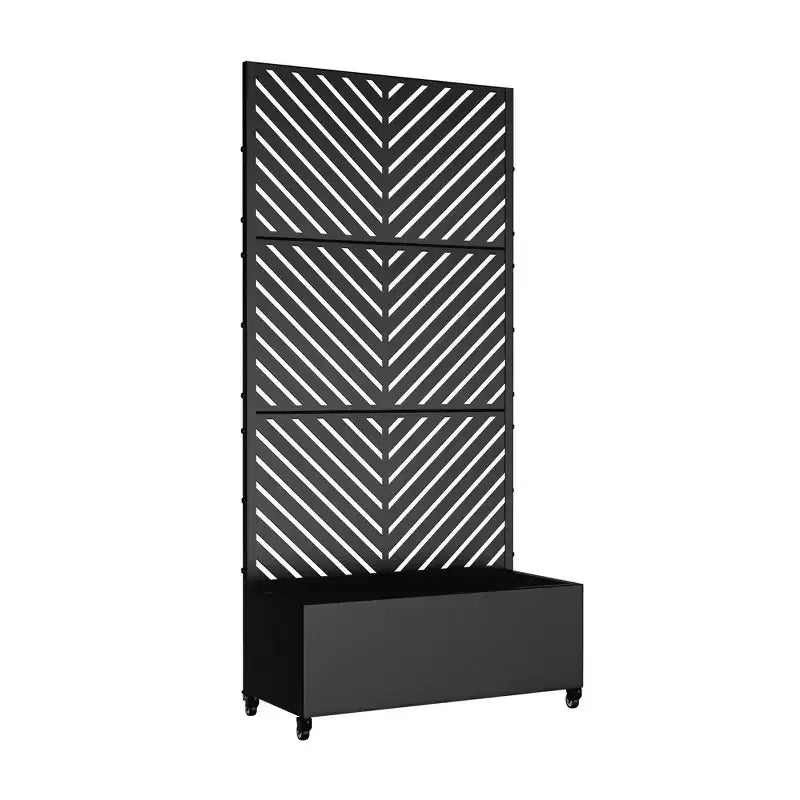 Fioriera con traliccio in ferro nero, 120x120x40 cm, set da 3 pezzi