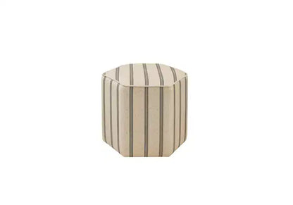 Pouf esagonale imbottito stile rustico con stampa a righe