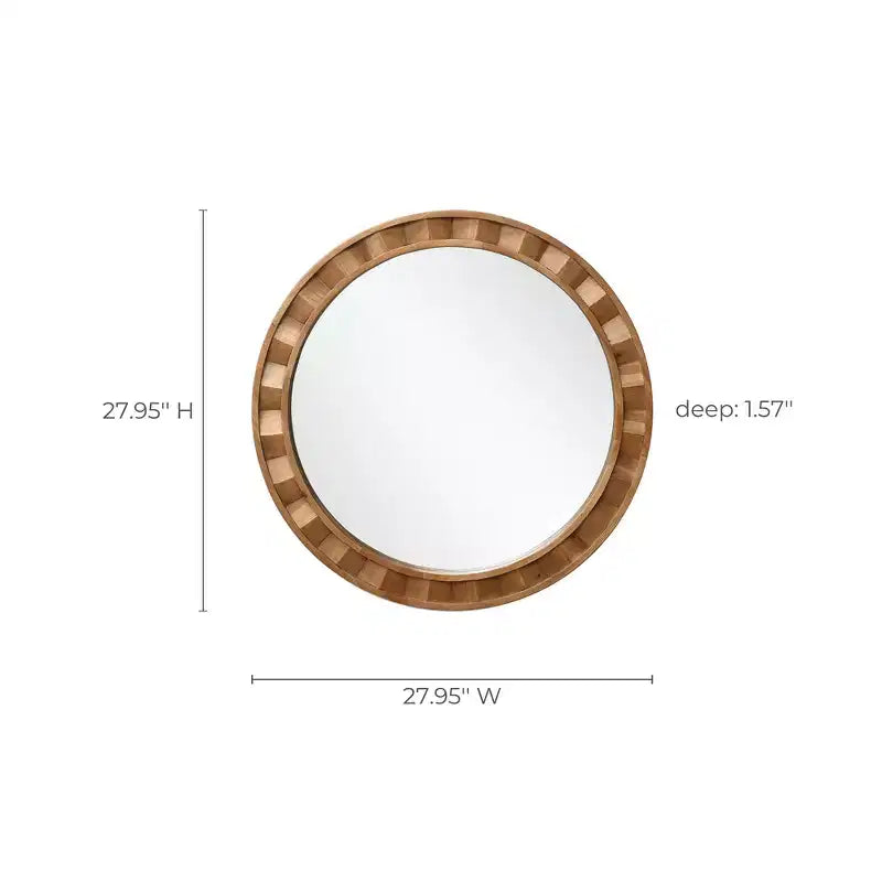 Specchio da parete rotondo con cornice in legno naturale, 71 cm, marrone rustico