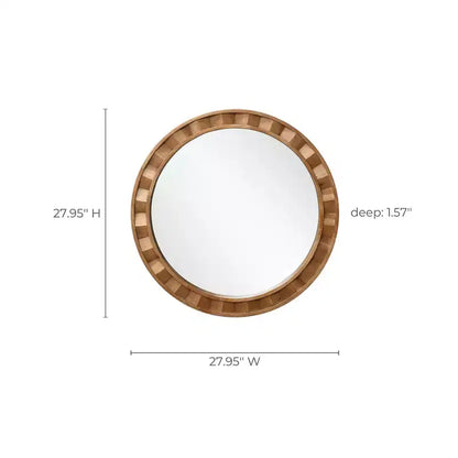 Specchio da parete rotondo con cornice in legno naturale, 71 cm, marrone rustico