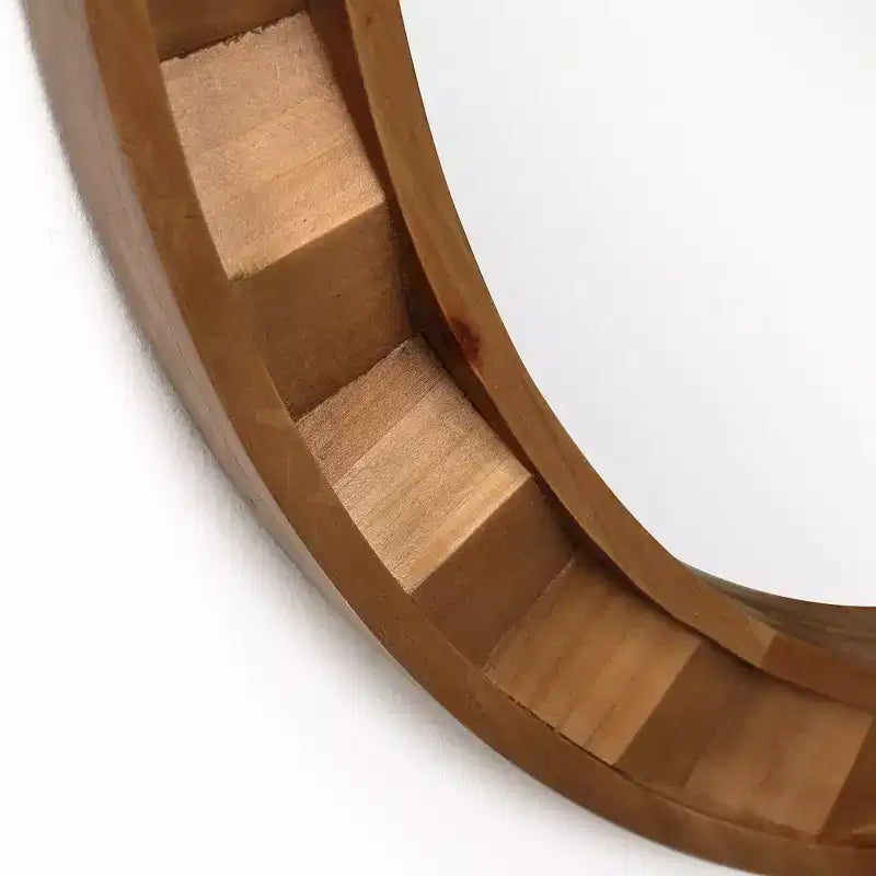 Specchio da parete rotondo con cornice in legno naturale, 71 cm, marrone rustico