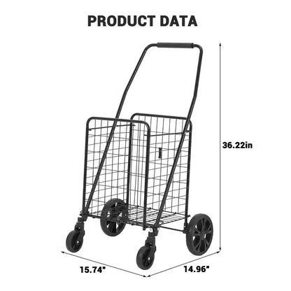 Carrello spesa pieghevole, capacità 50 kg, carrello per la spesa pieghevole con cestino da 83 litri e ruote, carrello spesa portatile leggero per generi alimentari