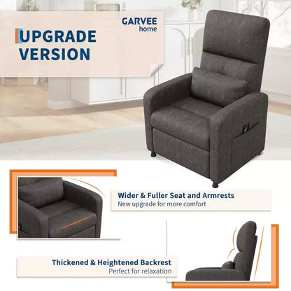 Poltrona reclinabile elettrica con massaggio e riscaldamento, schienale alto imbottito, sedile imbottito, poltrona Home Theater per soggiorno
