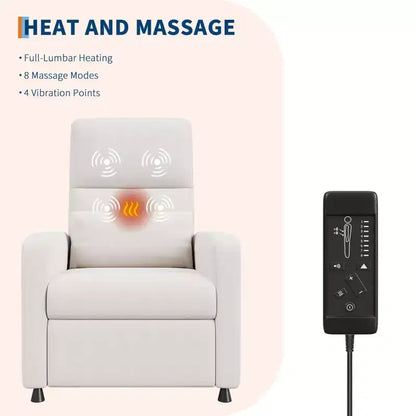 Poltrona reclinabile elettrica con massaggio e riscaldamento, schienale alto imbottito, sedile imbottito, poltrona Home Theater per soggiorno