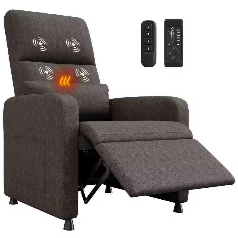Poltrona reclinabile elettrica con massaggio e riscaldamento, schienale alto imbottito, sedile imbottito, poltrona Home Theater per soggiorno