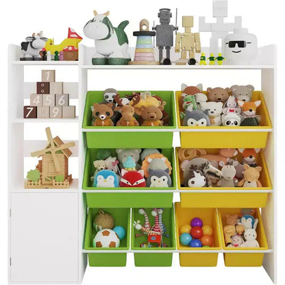 Organizzatore portaoggetti per giocattoli per bambini con 8 contenitori rimovibili e 3 ripiani aperti