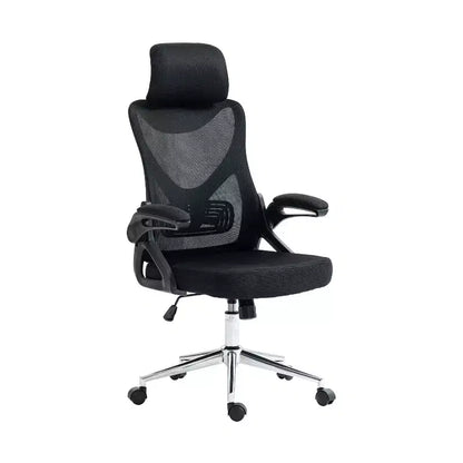 Sedia da ufficio ergonomica in rete con poggiatesta regolabile e base cromata