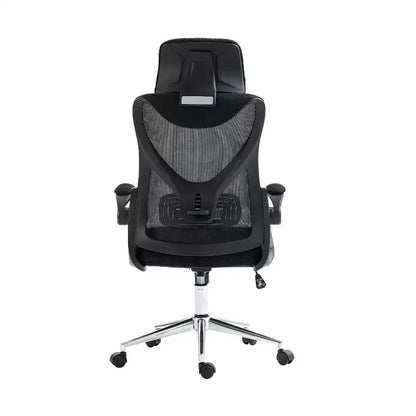 Sedia da ufficio ergonomica in rete con poggiatesta regolabile e base cromata