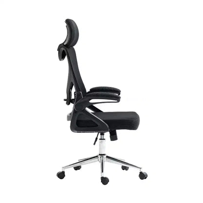 Sedia da ufficio ergonomica in rete con poggiatesta regolabile e base cromata