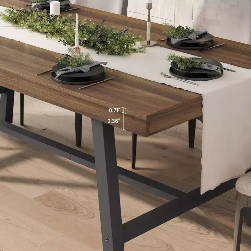 Tavolo da Pranzo Industriale per 6-8 Persone, Tavolo da Pranzo Rettangolare Lungo 200 cm, Tavolo da Cucina in Legno con Robusta Struttura in Metallo per Sala da Pranzo