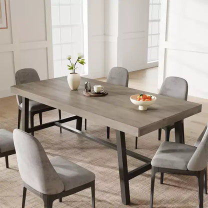 Tavolo da Pranzo Industriale per 6-8 Persone, Tavolo da Pranzo Rettangolare Lungo 200 cm, Tavolo da Cucina in Legno con Robusta Struttura in Metallo per Sala da Pranzo