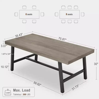 Tavolo da Pranzo Industriale per 6-8 Persone, Tavolo da Pranzo Rettangolare Lungo 200 cm, Tavolo da Cucina in Legno con Robusta Struttura in Metallo per Sala da Pranzo