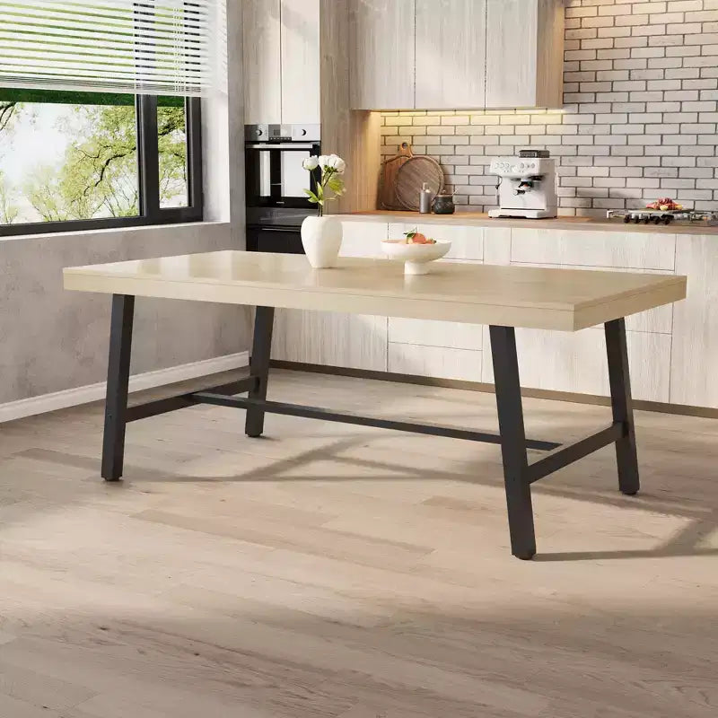 Tavolo da Pranzo Industriale per 6-8 Persone, Tavolo da Pranzo Rettangolare Lungo 200 cm, Tavolo da Cucina in Legno con Robusta Struttura in Metallo per Sala da Pranzo