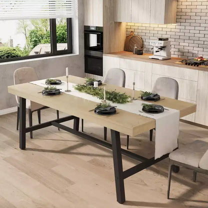 Tavolo da Pranzo Industriale per 6-8 Persone, Tavolo da Pranzo Rettangolare Lungo 200 cm, Tavolo da Cucina in Legno con Robusta Struttura in Metallo per Sala da Pranzo