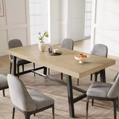 Tavolo da Pranzo Industriale per 6-8 Persone, Tavolo da Pranzo Rettangolare Lungo 200 cm, Tavolo da Cucina in Legno con Robusta Struttura in Metallo per Sala da Pranzo