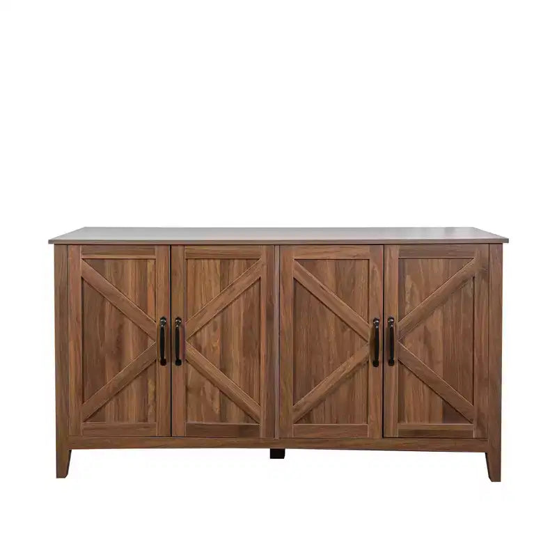 Credenza rustica a 4 ante da 150 cm con ripiani regolabili, truciolato