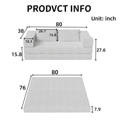 Divano letto convertibile a 3 posti da 80", rivestimento in ciniglia, telaio in poliestere