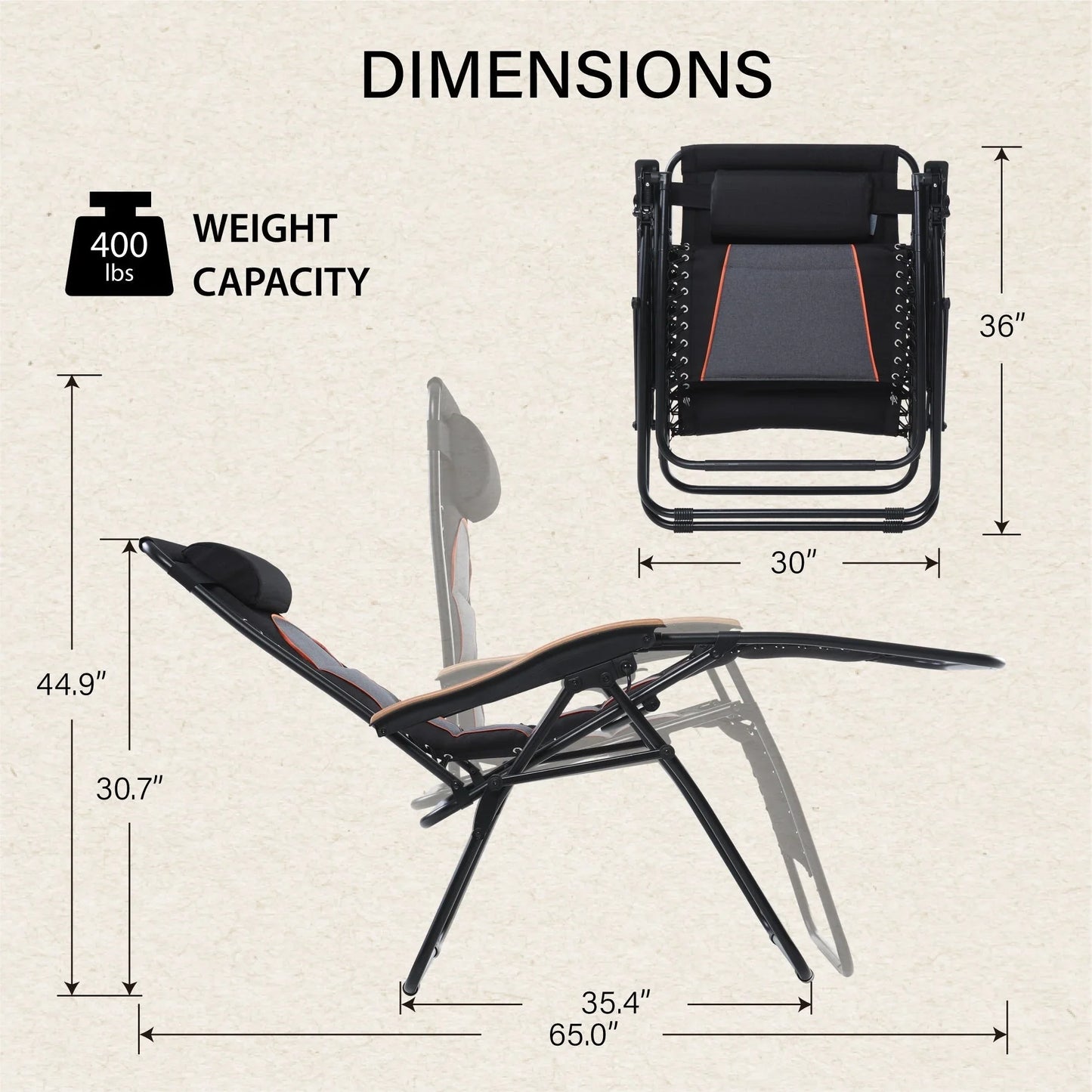 Sedia a sdraio oversize XL imbottita con gravità zero, bracciolo più largo, reclinabile regolabile con portabicchieri - N/D