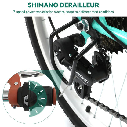 Moasis24/26 Bicicletta Cruiser a 7 velocità Regolabile con Telaio Ribassato, per Pendolari