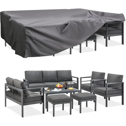 AECOJOY Set di mobili da giardino a 7 pezzi in alluminio Set da conversazione per esterni