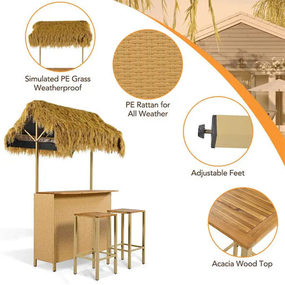 Set da patio stile hawaiano ad altezza bancone