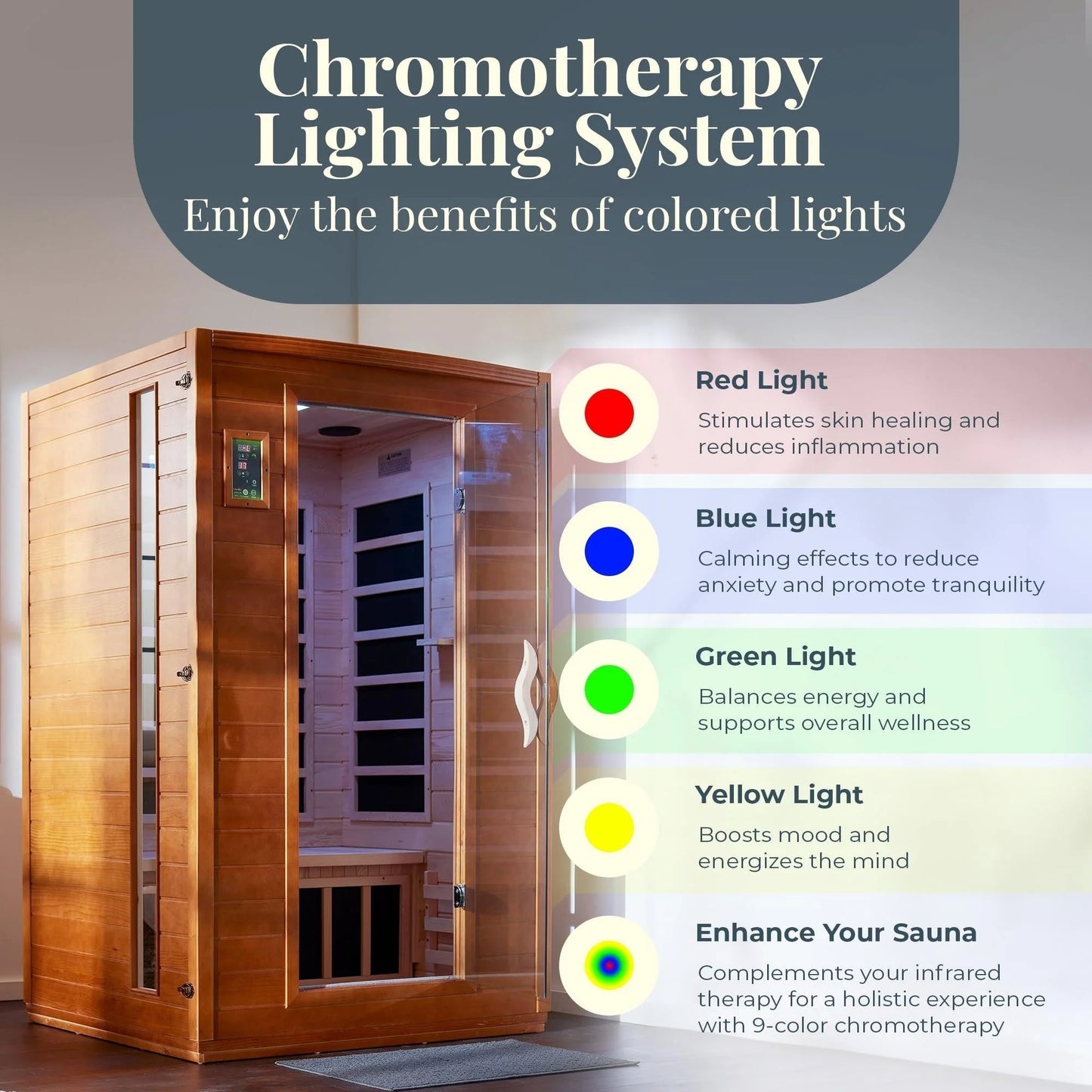 Sauna Infrarossi Lontani a Basso EMF per 2 Persone Andora Dynamic Saunas, Legno di Cicuta Canadese