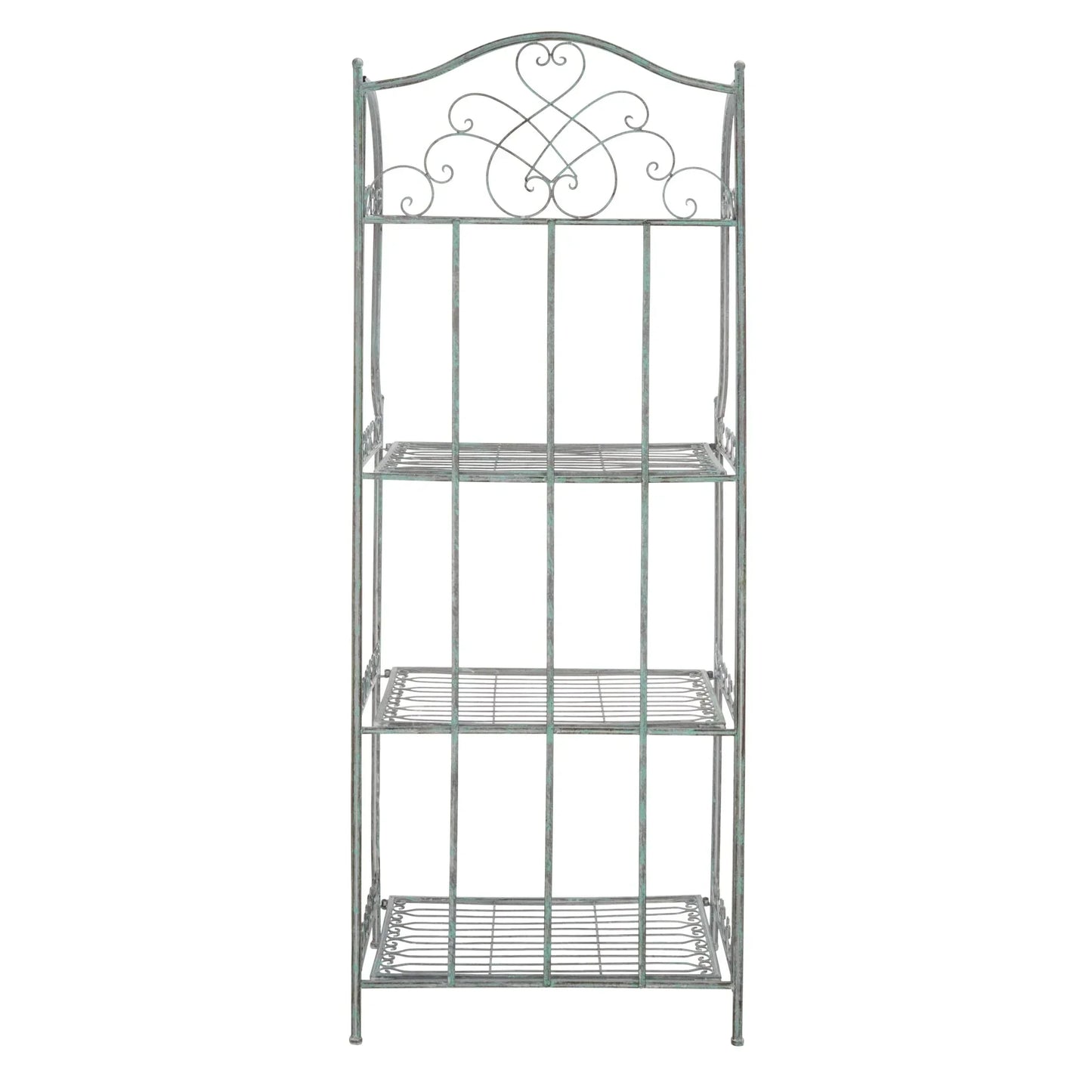 SAFAVIEH Bryn Scaffale da panettiere da esterno a 4 ripiani in ferro battuto vittoriano - 25 pollici L x 15 pollici P x 63 pollici H - 25 L x 15 P x 63 H
