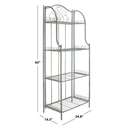 SAFAVIEH Bryn Scaffale da panettiere da esterno a 4 ripiani in ferro battuto vittoriano - 25 pollici L x 15 pollici P x 63 pollici H - 25 L x 15 P x 63 H