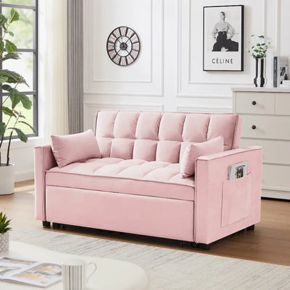 Divano letto 3 in 1 in velluto convertibile con letto estraibile e schienale reclinabile