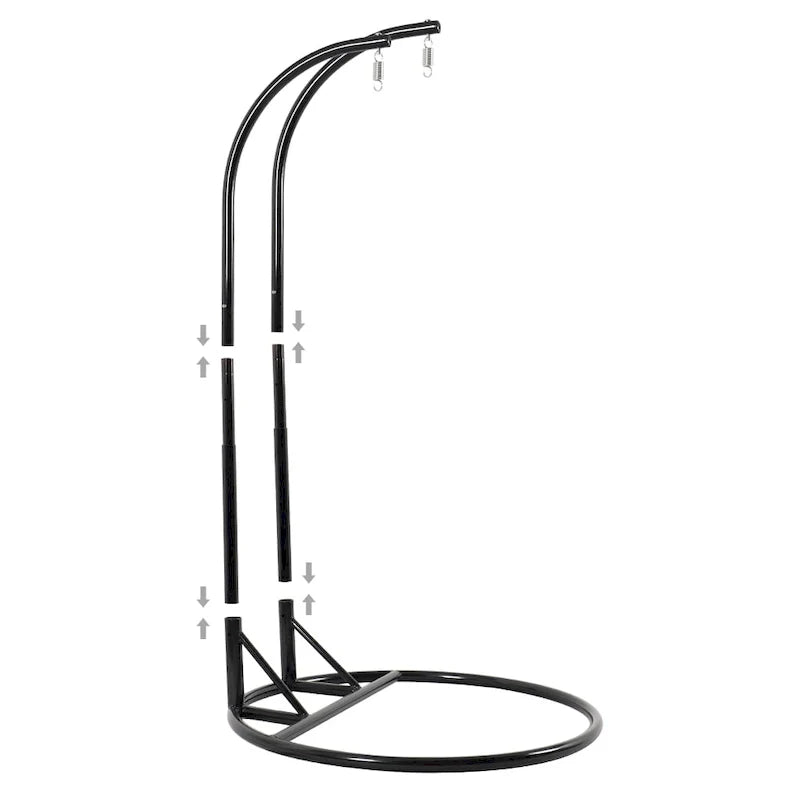 Sedia sospesa a dondolo a forma di uovo con supporto in metallo, telaio in vimini e cuscino – Beige / Blu antracite / Bianco / Blu / Bianco antico / Marrone / Tela, 2 posti