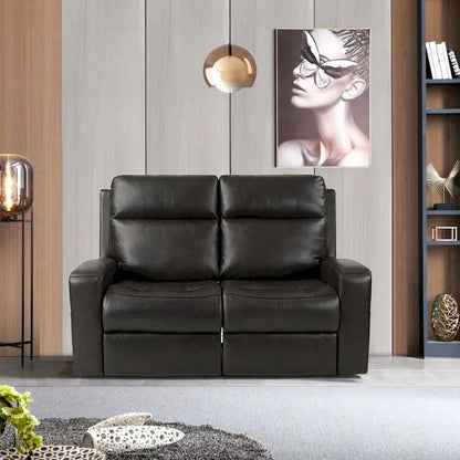 Divanetto Reclinabile Elettrico in Vera Pelle, Divanetto Reclinabile Elettrico con Contenitore, Porta di Ricarica USB per Soggiorno