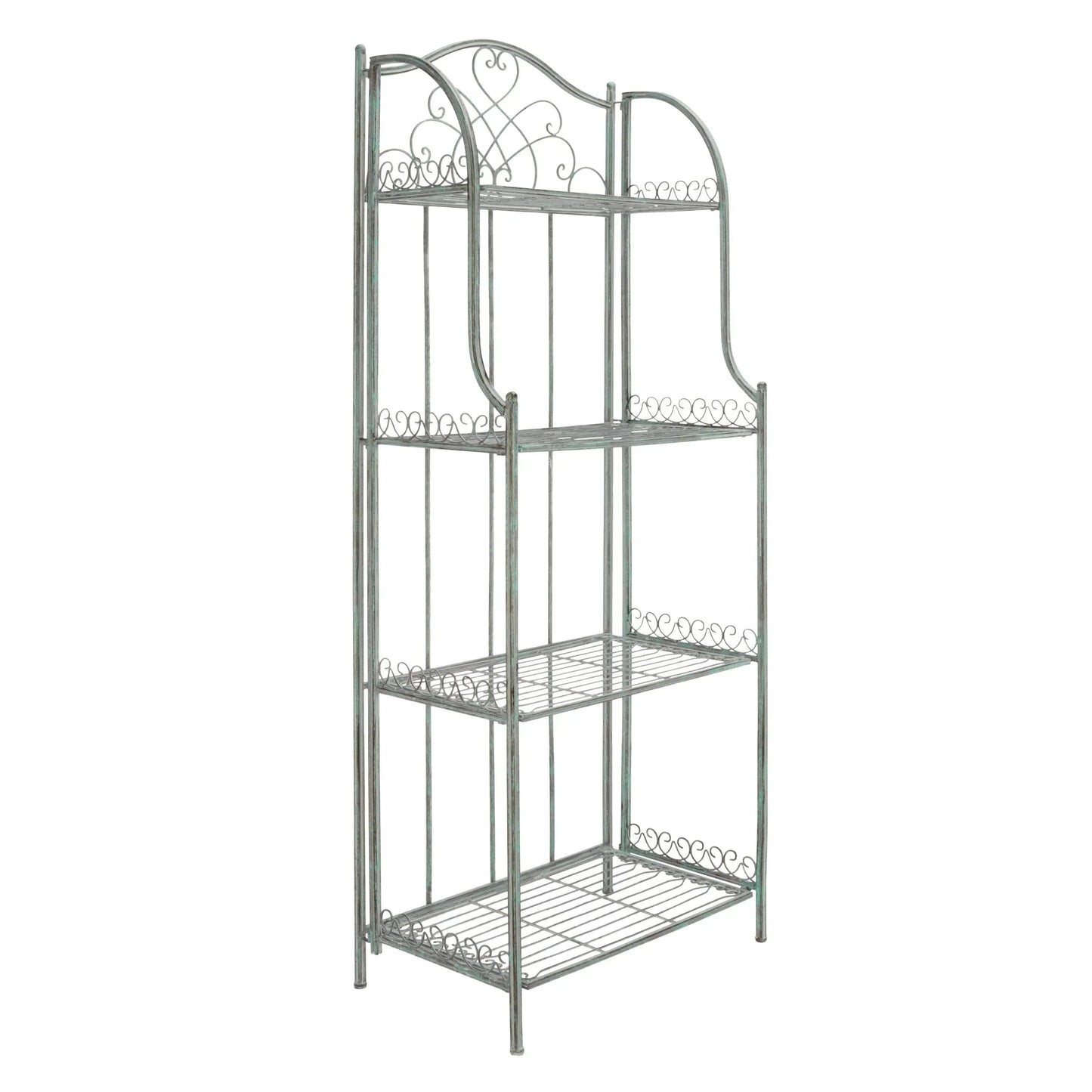SAFAVIEH Bryn Scaffale da panettiere da esterno a 4 ripiani in ferro battuto vittoriano - 25 pollici L x 15 pollici P x 63 pollici H - 25 L x 15 P x 63 H