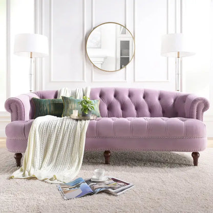 Divano Chesterfield trapuntato in velluto La Rosa 84 Mid-Century Modern