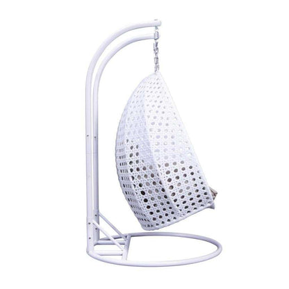 LeisureMod Sedia a Uovo Sospesa per 2 Persone con Supporto - Dondolo Pensile per Esterni/Interni in Rattan Intrecciato con Cuscini