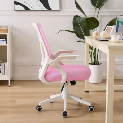 Javlergo Sedia da Ufficio Girevole a Schienale Medio con Supporto Lombare, Sedia da Scrivania Ergonomica da Computer in Rete con Braccioli