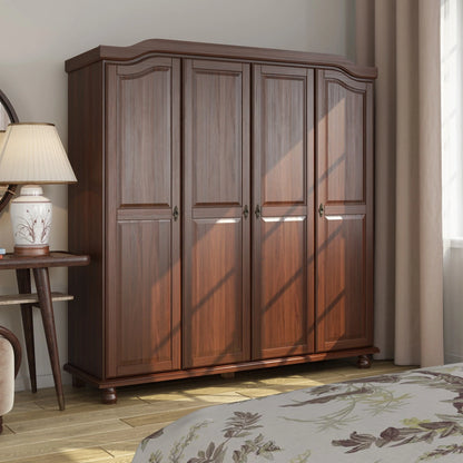 Palace Imports Armadio Kyle a 4 Ante in 100% Legno Massello con Ante in Legno Massello o a Specchio
