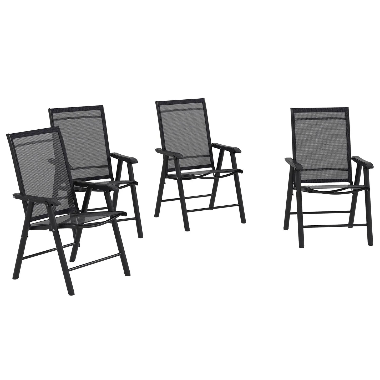 Set di 4 sedie pieghevoli Outsunny per patio, dal design semplice ed elegante, comode per terrazza, giardino, cortile e viaggio