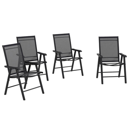 Set di 4 sedie pieghevoli Outsunny per patio, dal design semplice ed elegante, comode per terrazza, giardino, cortile e viaggio