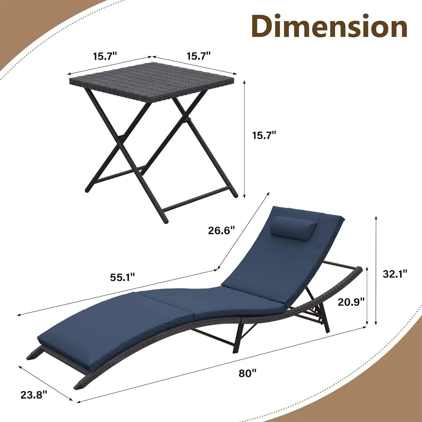 Set di 3 Chaise Lounge da Esterno Kullavik