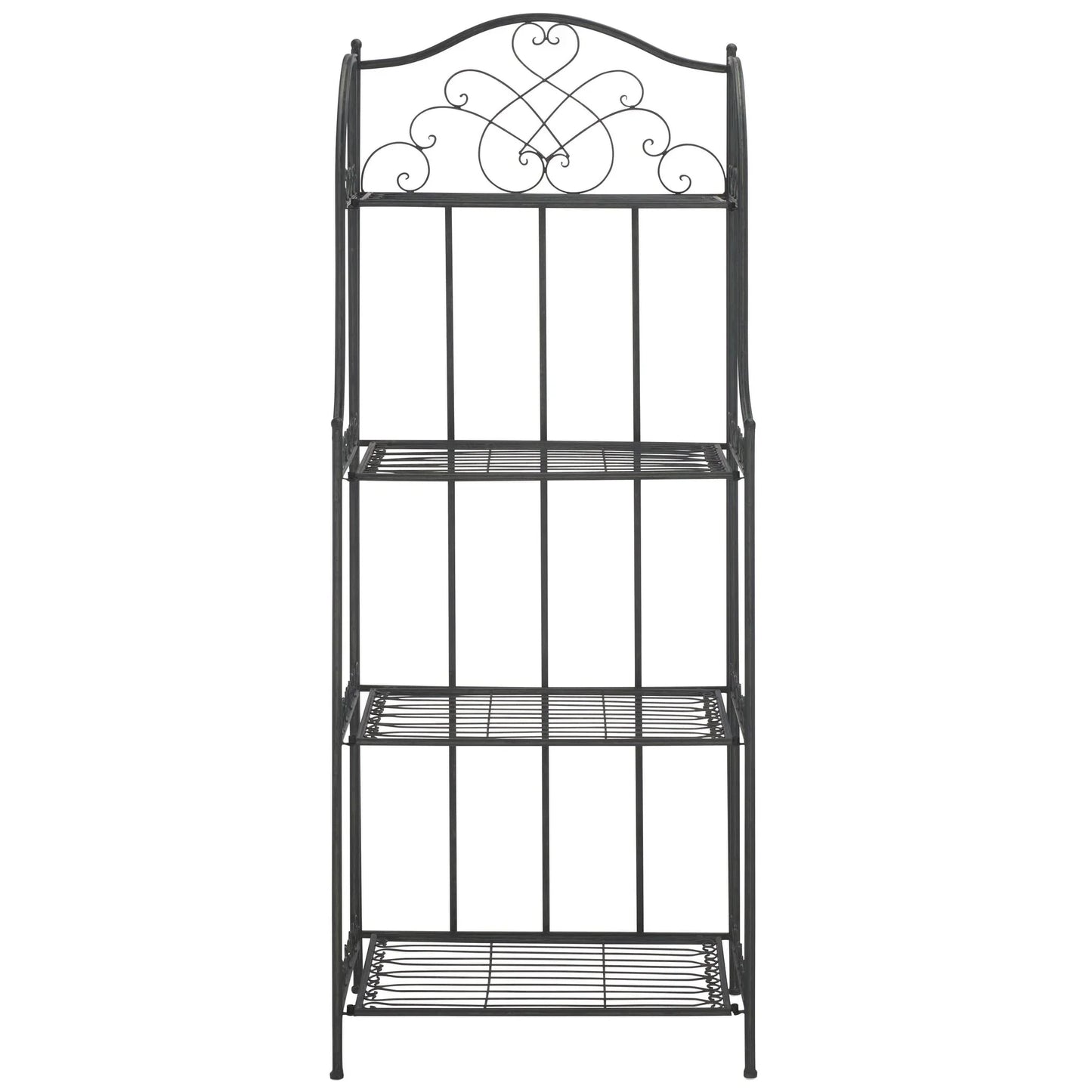 SAFAVIEH Bryn Scaffale da panettiere da esterno a 4 ripiani in ferro battuto vittoriano - 25 pollici L x 15 pollici P x 63 pollici H - 25 L x 15 P x 63 H