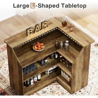 Mobile bar a L con portabicchieri da vino per pub domestico