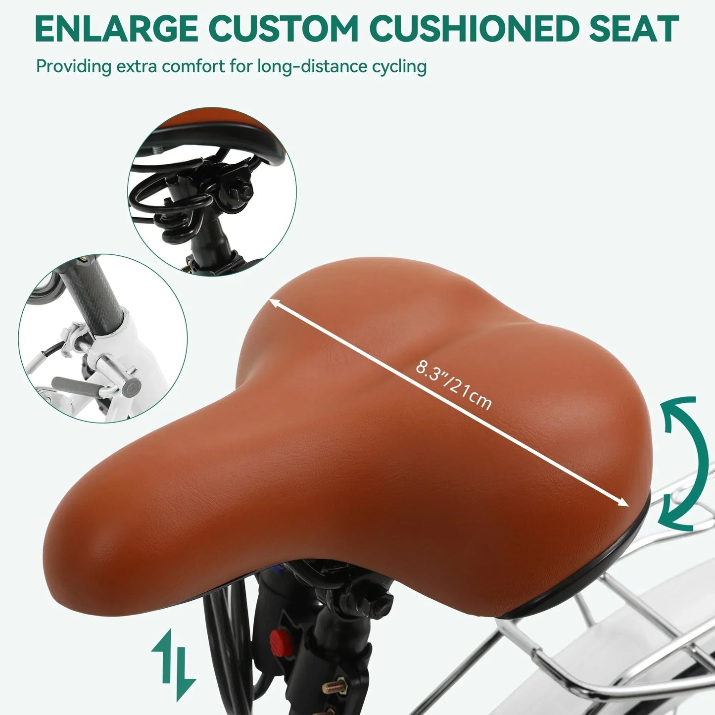 Moasis24/26 Bicicletta Cruiser a 7 velocità Regolabile con Telaio Ribassato, per Pendolari