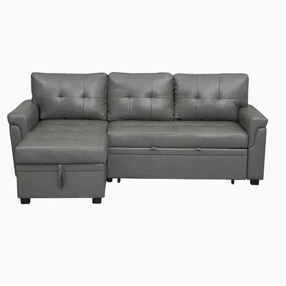 Divano componibile convertibile reversibile con letto estraibile, chaise longue con contenitore nascosto e gambe durevoli
