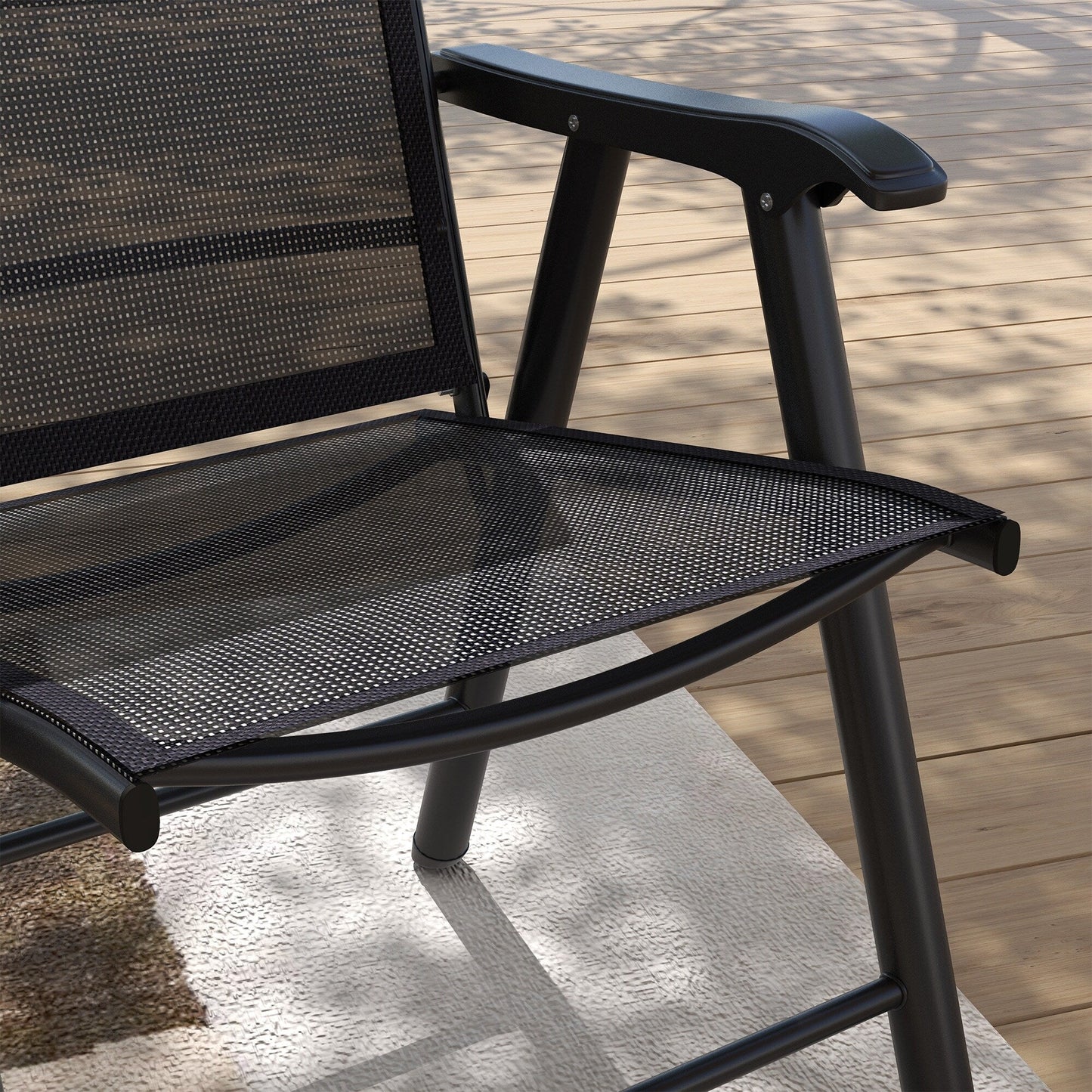 Set di 4 sedie pieghevoli Outsunny per patio, dal design semplice ed elegante, comode per terrazza, giardino, cortile e viaggio