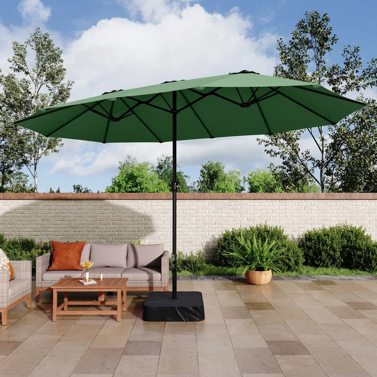 MAISON ARTS Ombrellone Doppio da 4,5 m, Extra Large, per Patio, con Base Inclusa