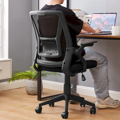 Javlergo Sedia da Ufficio Girevole a Schienale Medio con Supporto Lombare, Sedia da Scrivania Ergonomica da Computer in Rete con Braccioli